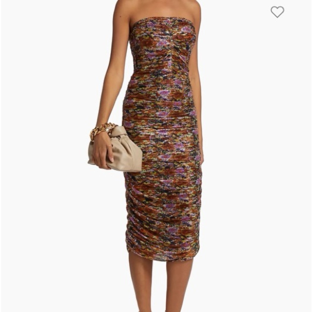 NWT Ramy Brook strapless Claire metallic floral midi-dress size 4